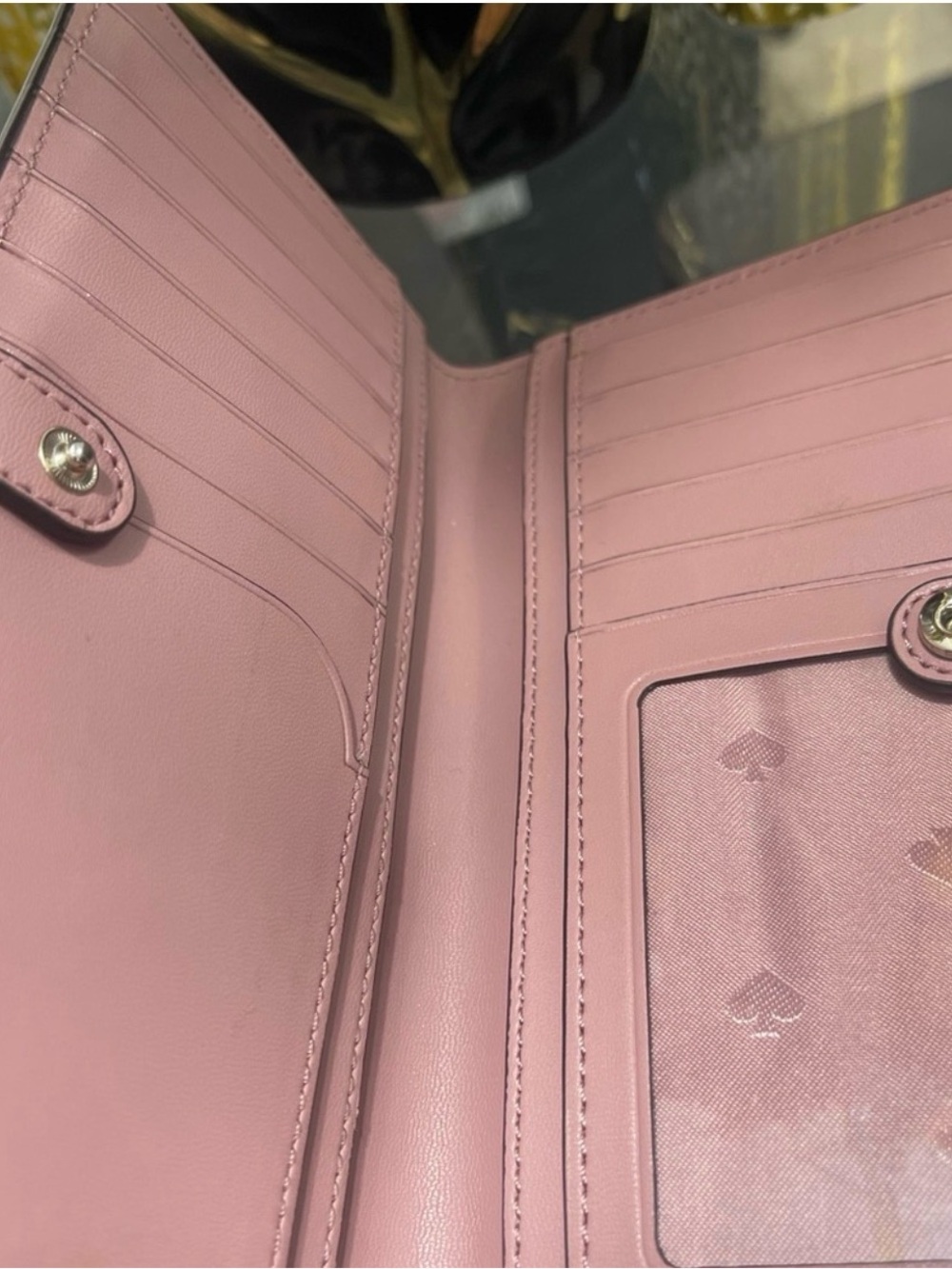 kate spade Blush Pink Saffiano Zip Wallet with Gold Logo NWOT - Picture 3 of 5